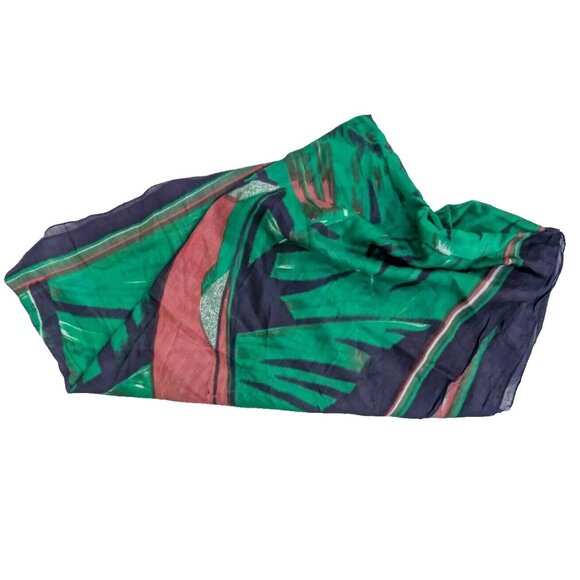 XL Toucan Palm Tree Sheer Scarf 48.5" X 68.5"  Designer Style Tropical READ FLAW - Picture 3 of 16